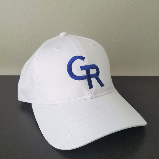 GR Curved Bill Hat - white w/ blue logo